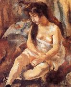Seated portrait of maiden, Jules Pascin